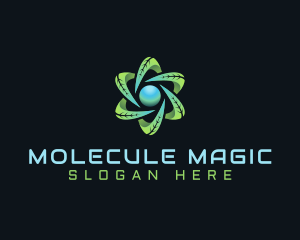 Molecule - Organic Leaf Atom logo design