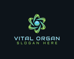 Organic Leaf Atom logo design