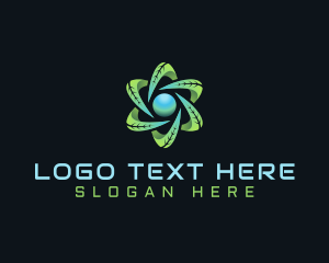 Eco - Organic Leaf Atom logo design