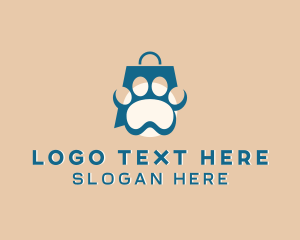 Supermarket - Paw Pet Shopping Bag logo design
