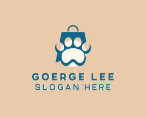 Online Shopping - Paw Pet Shopping Bag logo design