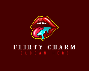 Flirt - Seductive Woman Lips logo design