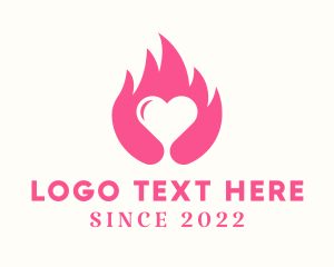 Blazing - Flaming Romantic Heart logo design