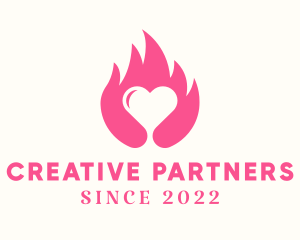 Flaming Romantic Heart  logo design