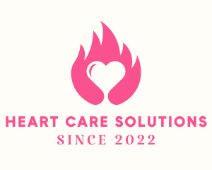 Flaming Romantic Heart  logo design