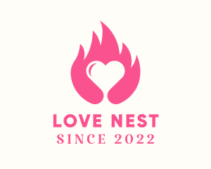 Romantic - Flaming Romantic Heart logo design