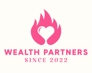 Flaming Romantic Heart  logo design