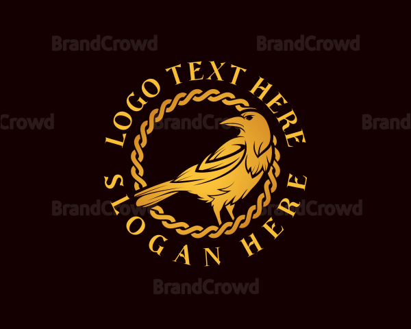Elegant Chain Crow Bird Logo