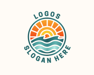 Seaside - Sunset Beach Summer logo design