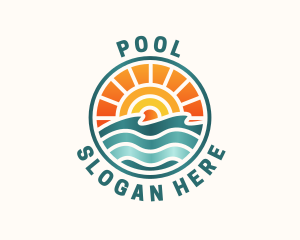 Palm Tree - Sunset Beach Summer logo design