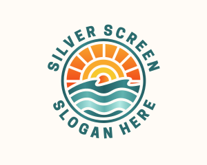 Swim - Sunset Beach Summer logo design