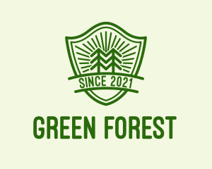 Forest Tree Shield logo design