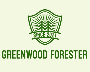 Forest Tree Shield logo design