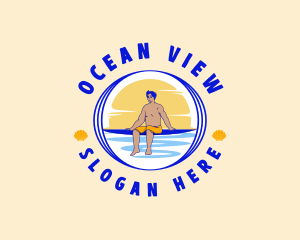 Summer Beach Surfer logo design