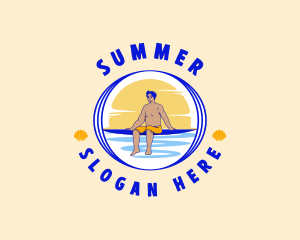 Summer Beach Surfer logo design