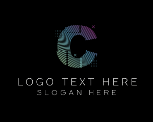 Techno - Modern Glitch Letter C logo design