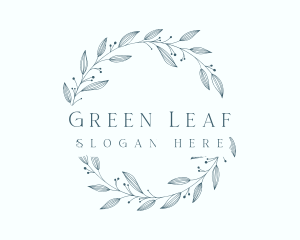 Whimsical Leaf Wreath logo design