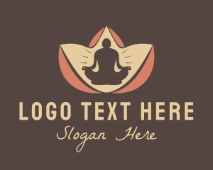 Stretching - Yoga Meditate Lotus Flower logo design