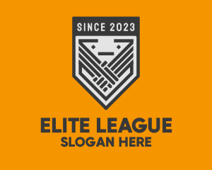 League - League Handshake Shield logo design