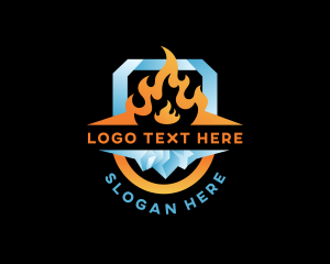 Hvac - Flame Ice Shield logo design