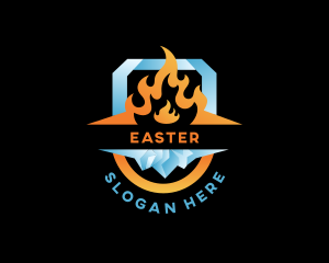 Heat - Flame Ice Shield logo design