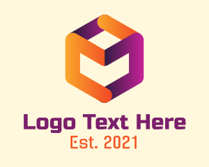 Three Dimension - Tech Hexagon Cube logo design