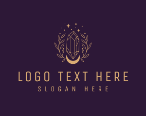 Luxury - Moon Crystal Wreath logo design
