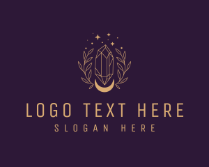 High End - Moon Crystal Wreath logo design