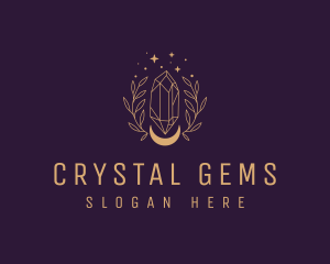 Moon Crystal Wreath logo design