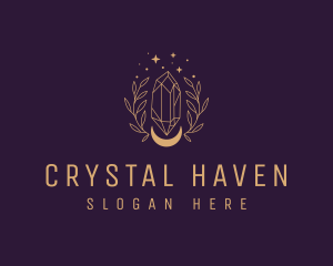 Moon Crystal Wreath logo design