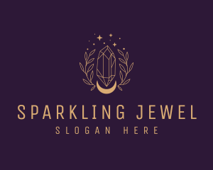 Moon Crystal Wreath logo design