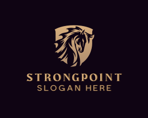 Gold Stallion Horse Shield Logo