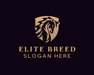 Gold Stallion Horse Shield logo design