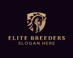 Gold Stallion Horse Shield logo design