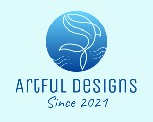 Marine Whale Line Art logo design