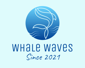 Marine Whale Line Art logo design