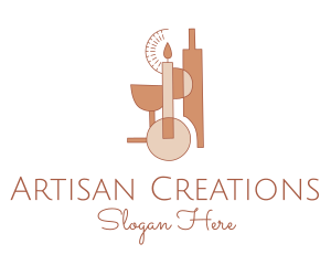 Handcraft - Candle Wine Glass logo design