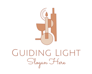 Candle Wine Glass logo design