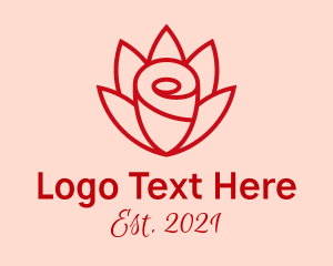 Organic Products - Red Rose Bloom logo design