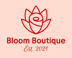 Bloom - Red Rose Bloom logo design