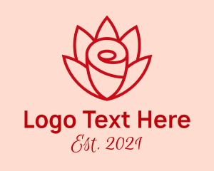 Rose Candle - Red Rose Bloom logo design