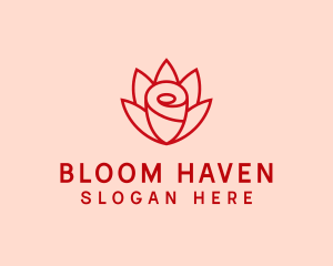 Red Rose Flower logo design