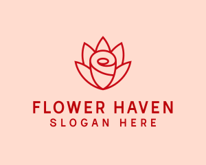 Red Rose Flower logo design