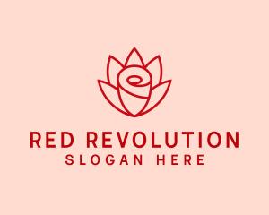 Red Rose Flower logo design