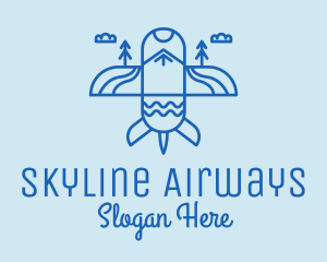 Blue Airplane Scenic  logo design