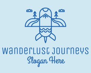 Travelling - Blue Airplane Scenic logo design