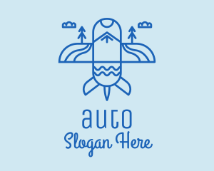 Airlines - Blue Airplane Scenic logo design