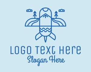 Travelling - Blue Airplane Scenic logo design
