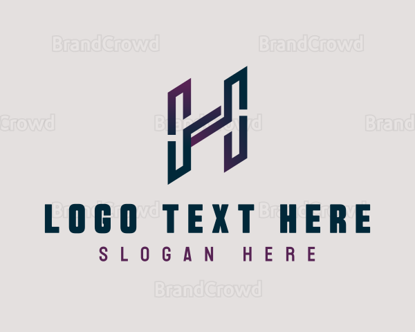 Diagonal Slant Letter H Logo
