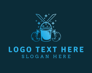 Blue Mop Bucket Cleaning Logo